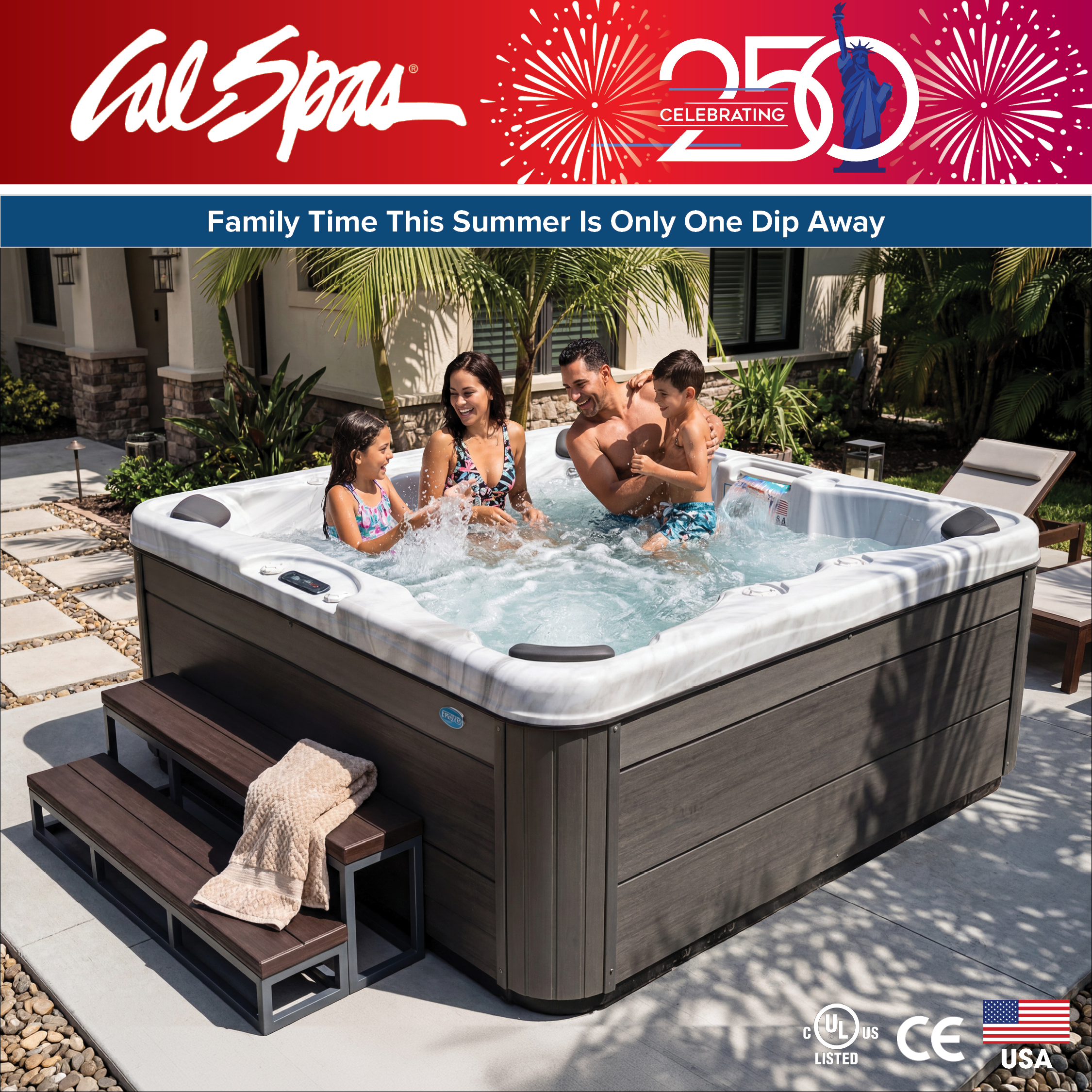 Calspas hot tub being used in a family setting - Cheyenne